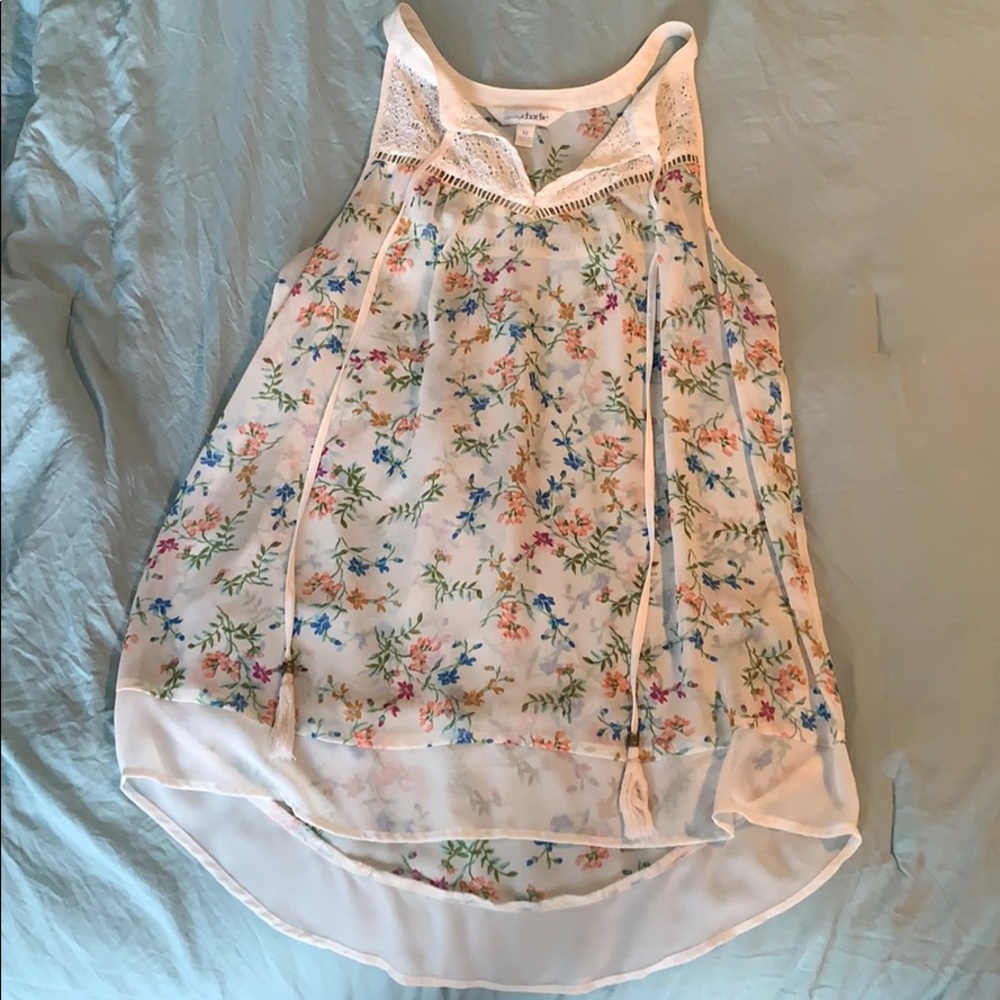 White Floral Sheer Top